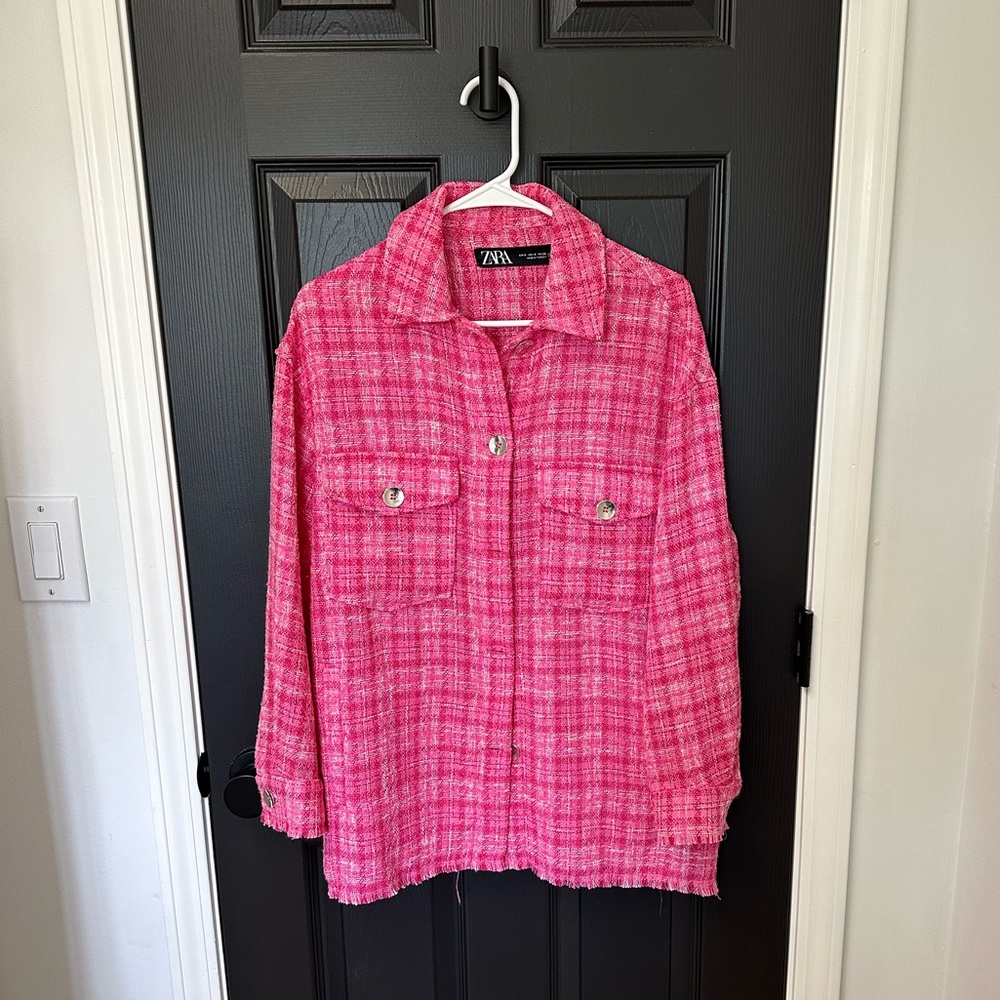 Zara - Pink Tweed Shacket - Small